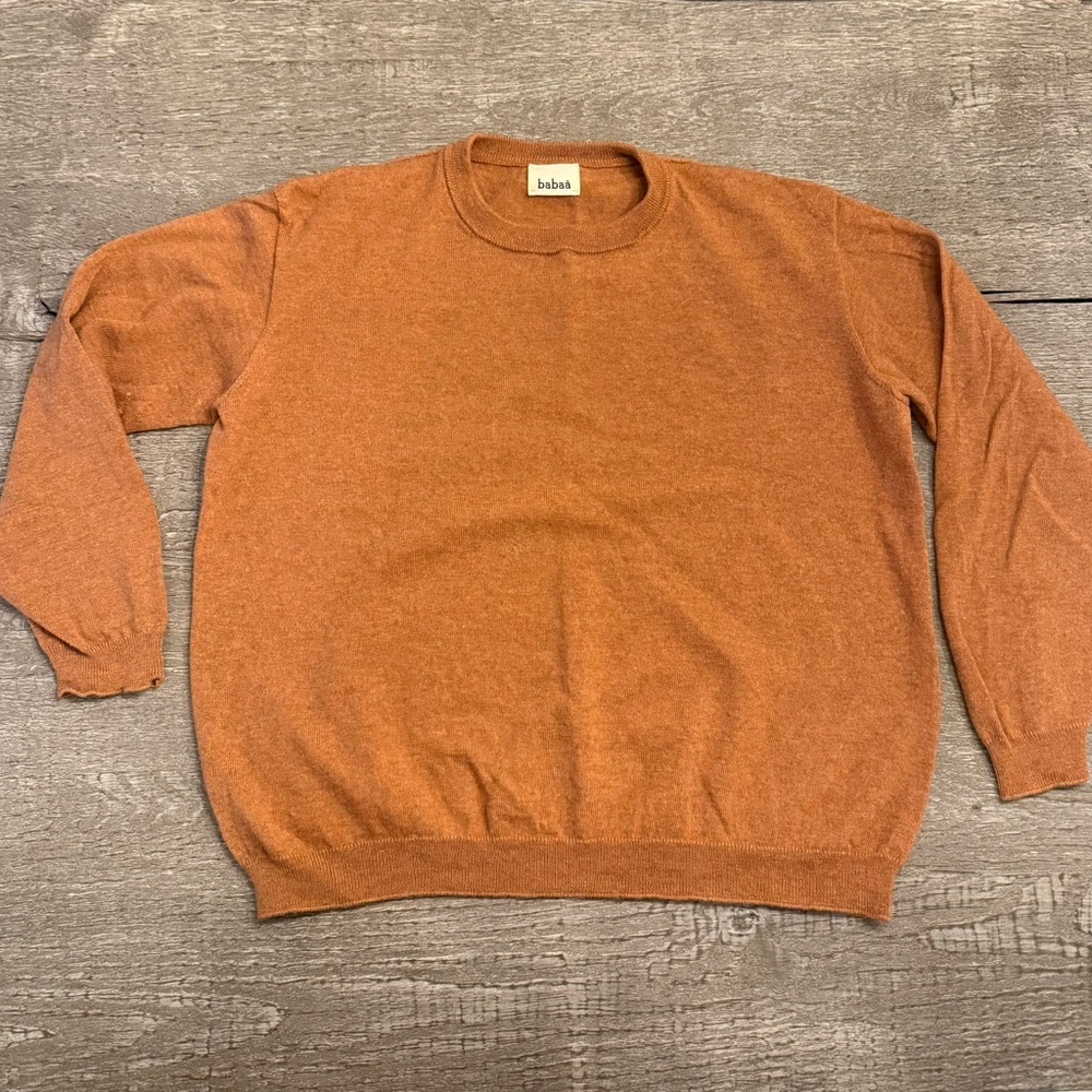 babaa no25 Fall Orange Seamless Jumper One Size Merino Wool Lightweight Sweater